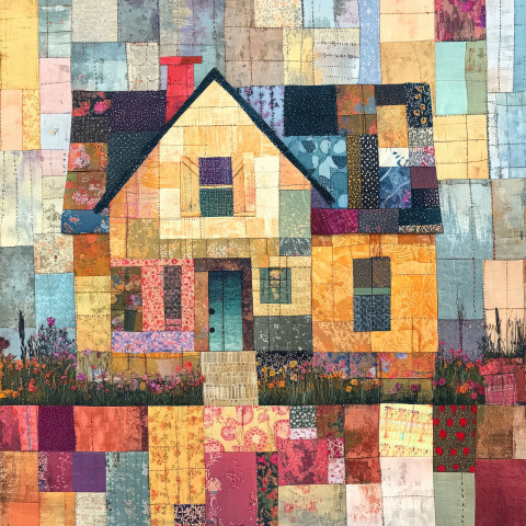 A patchwork cottage with fabric textured walls