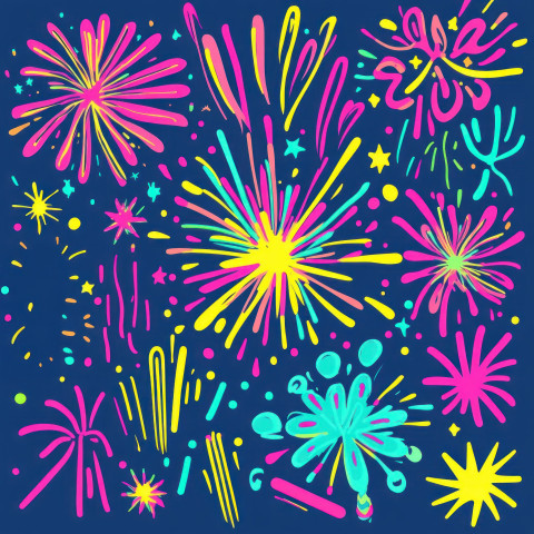 Fireworks decal bursting in vivid colors capturing celebration and joy