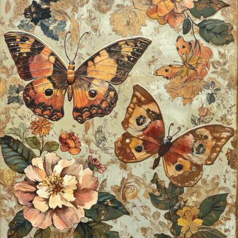 Cut out butterflies in layered fligh