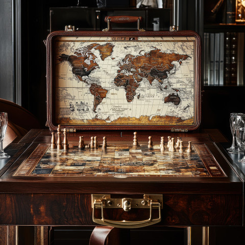 World map with a travel suitcase