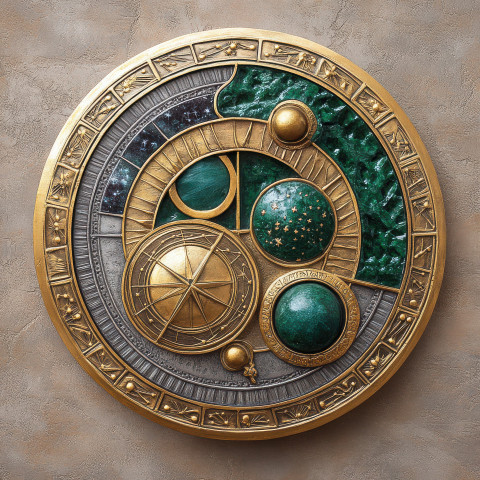 Astrolabe with celestial symbols in bas relief