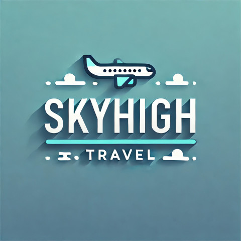 Minimalist typographic logo for SkyHigh Travel