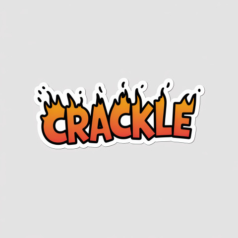 Crackle word in fiery letters with glowing ember lines and smoke trails on orange Crackle word in fiery letters with glowing ember lines and smoke trails on orange
