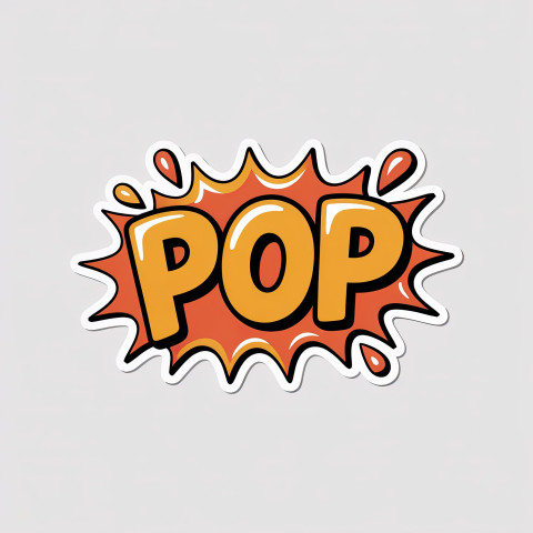 Word pop in fun bold letters with bursting bubble look and glossy drops on vibrant orange Word pop in fun bold letters with bursting bubble look and glossy drops on vibrant orange