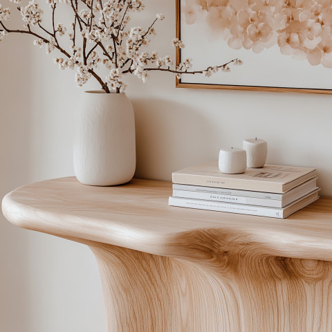 Maple console table close-up in modern wooden style