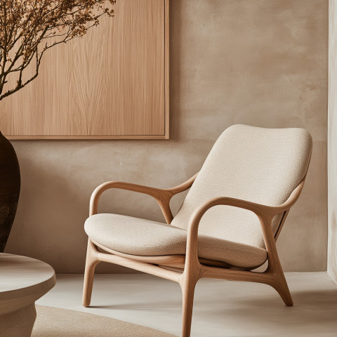 Ash wood lounge chair in close-up