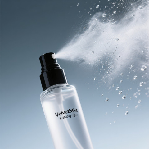 Setting spray bottle mid spray releasing fine mist droplets Setting spray bottle mid spray releasing fine mist droplets