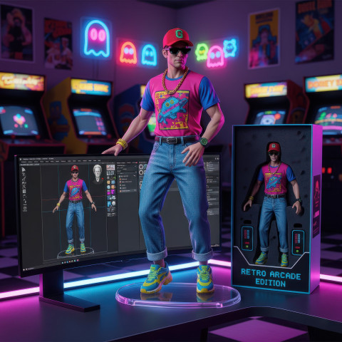Retro Arcade Room Figurine Google Gemini Prompt Retro Arcade Room Figurine Google Gemini Prompt