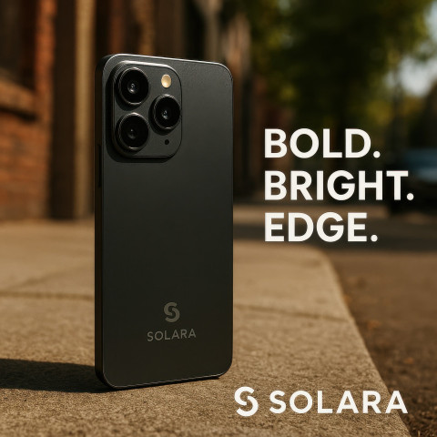 Modern smartphone on clean surface with glowing light and rich textures highlighting advanced technology use Modern smartphone on clean surface with glowing light and rich textures highlighting advanced technology use