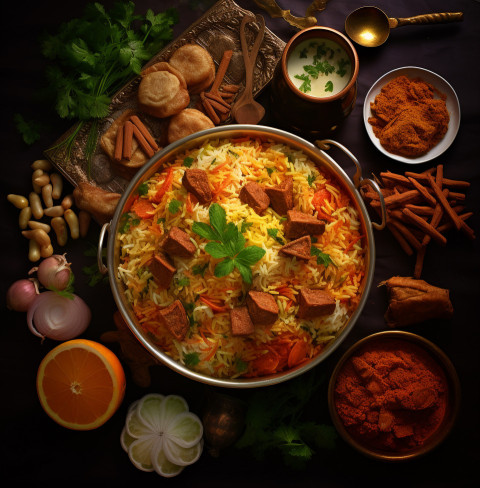 Lucknowi Mutton Biryani Indian Food Stock Image.