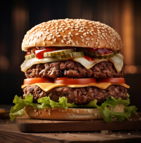 A photo of a hamburger, food photography