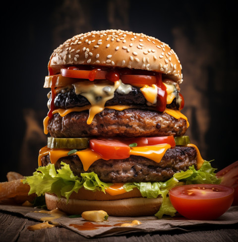 A photo of a Cheeseburger, food photography, advertising-inspired