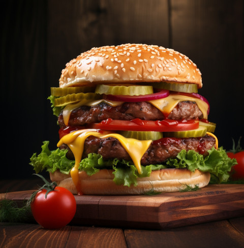 A photo of a Cheeseburger, food photography, advertising-inspired