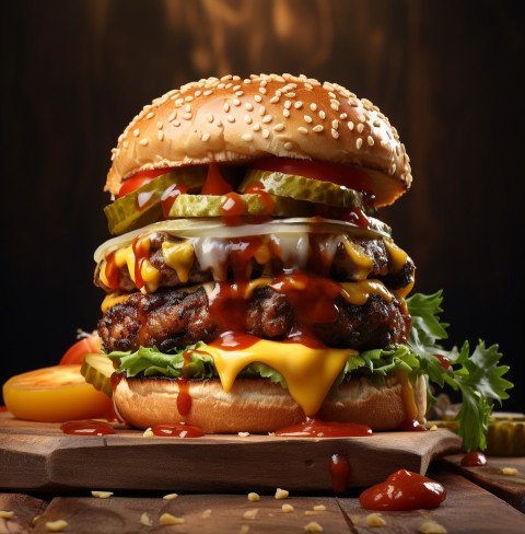 A photo of a Cheeseburger, food photography, advertising-inspired