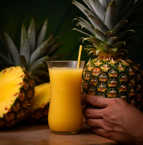 A photo of a Pineapple juice, beverage advertisement photography inspiration