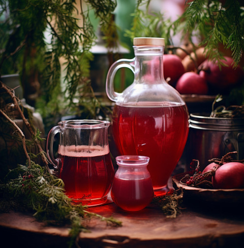 A photo of a Cranberry juice, beverage advertisement photography inspiration