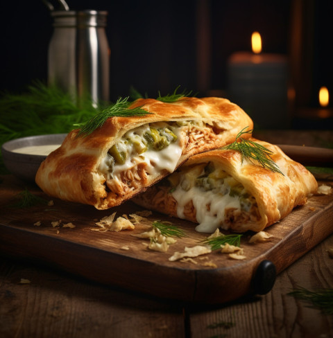 A photo of a Calzone, fast food advertisement stock images