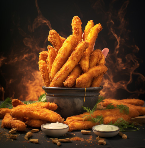 A photo of a Chicken fingers, fast food advertisement stock images