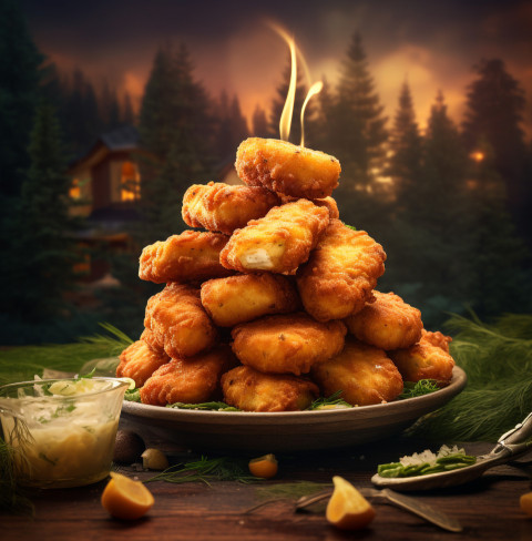 Photo of a Chicken nuggets, fast food advertisement stock images