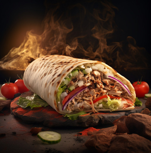 A photo of a Doner kebab, fast food advertisement stock images