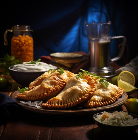 A photo of a Empanadas, fast food advertisement stock images