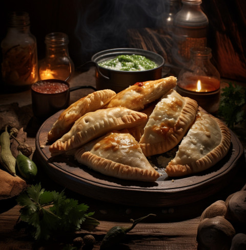 A photo of a Empanadas, fast food advertisement stock images