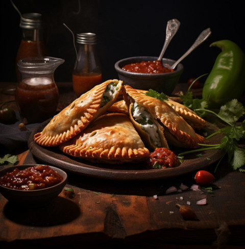 A photo of a Empanadas, fast food advertisement stock images