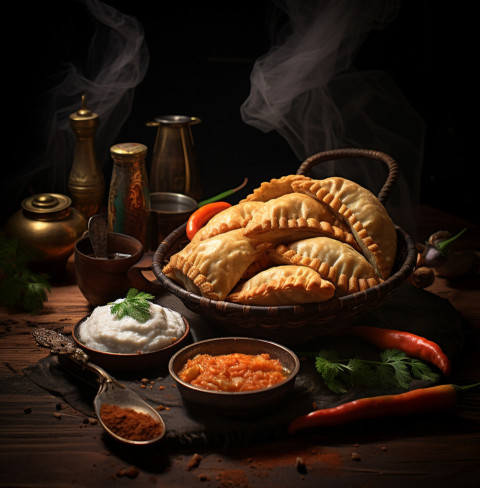 A photo of a Empanadas, fast food advertisement stock images