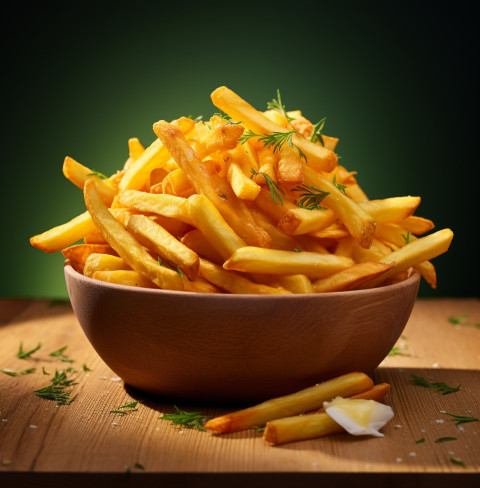 A photo of a French fries, fast food advertisement stock images