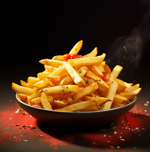 A photo of a French fries, fast food advertisement stock images