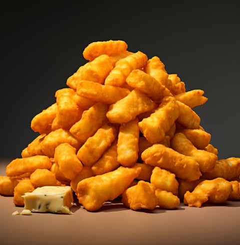 A photo of a Fried cheese curds, fast food advertisement stock images