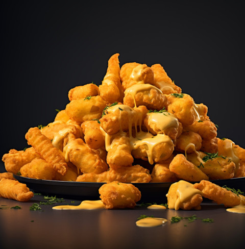 A photo of a Fried cheese curds, fast food advertisement stock images