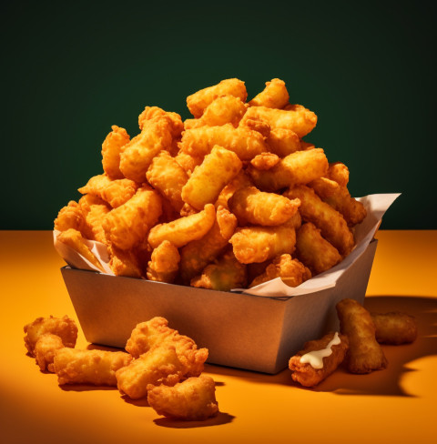 A photo of a Fried cheese curds, fast food advertisement stock images