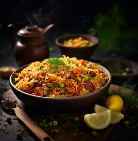 A photo of a Fried rice, fast food advertisement stock images