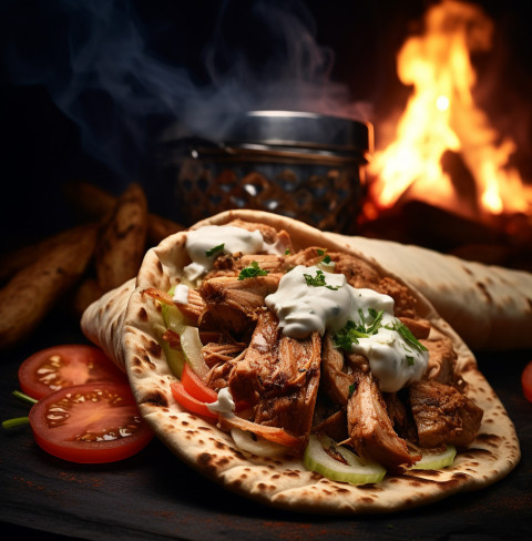 A photo of a Gyro, fast food advertisement stock images