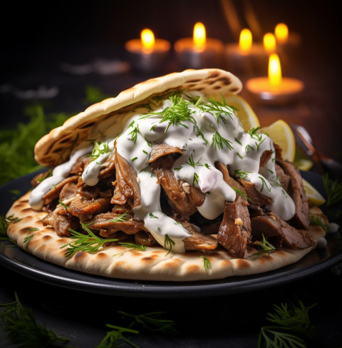 A photo of a Gyro, fast food advertisement stock images