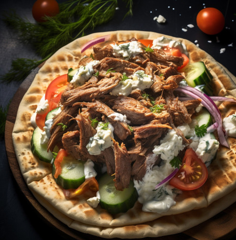 A photo of a Gyro, fast food advertisement stock images