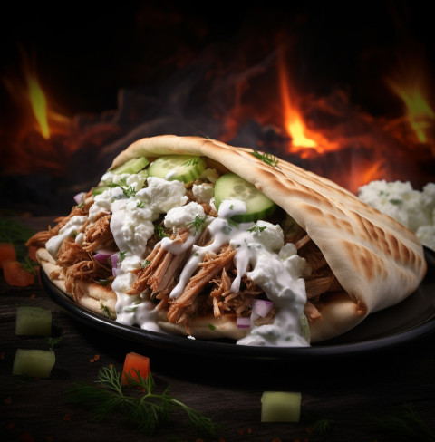 A photo of a Gyro, fast food advertisement stock images