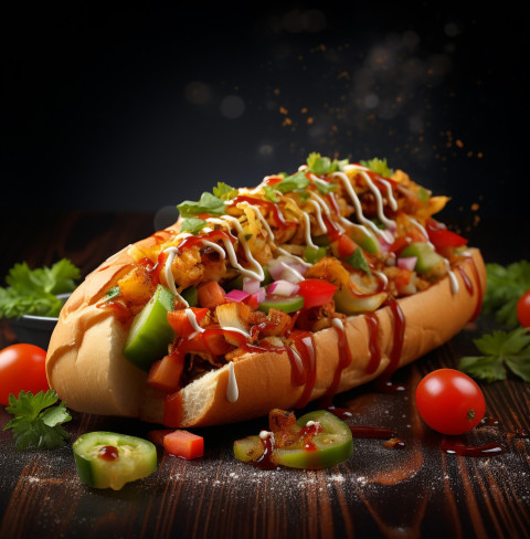 A photo of a Hot dog, fast food advertisement stock images