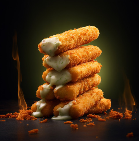 A photo of a Mozzarella sticks, fast food advertisement stock images