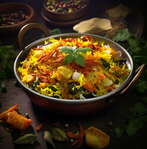 Ambur Vegetables Biryani, biryani advertisement, biryani stock photo