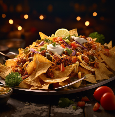 A photo of a Nachos, fast food advertisement stock images