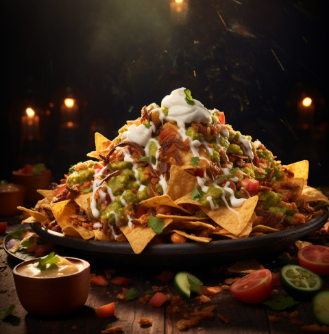 A photo of a Nachos, fast food advertisement stock images