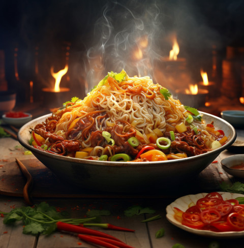 A photo of a Noodles, fast food advertisement stock images