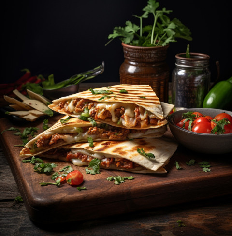 A photo of a Quesadillas, fast food advertisement stock images