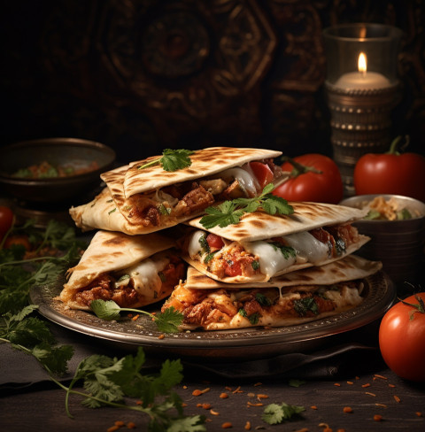 A photo of a Quesadillas, fast food advertisement stock images