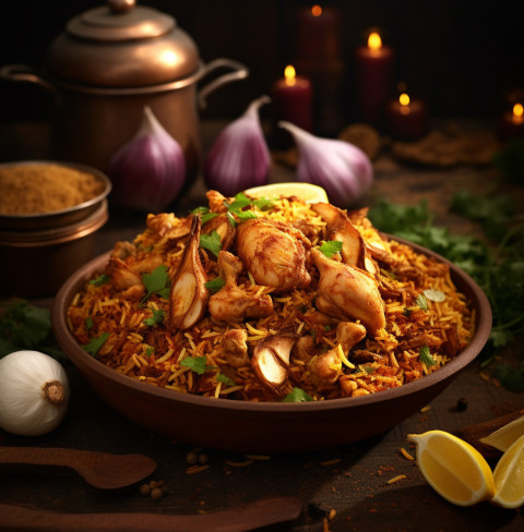 Memoni Chicken Biryani, biryani advertisement, biryani stock photo