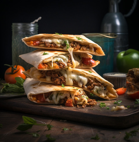 A photo of a Quesadillas, fast food advertisement stock images