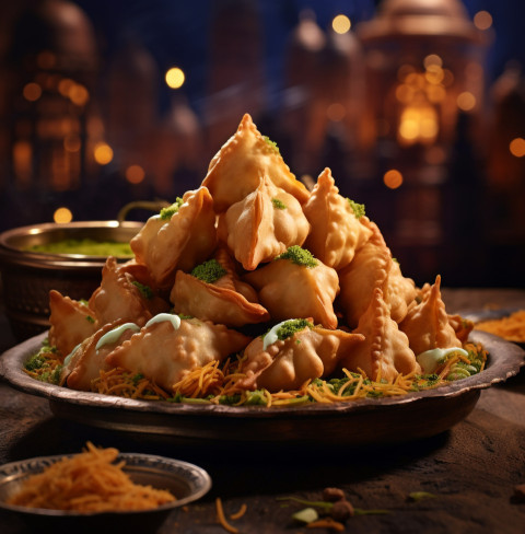 A photo of a Samosa, fast food advertisement stock images