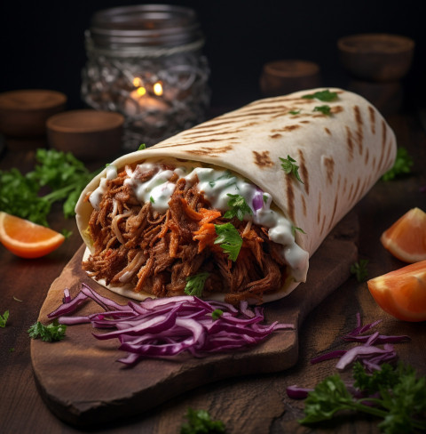 A photo of a Shawarma, fast food advertisement stock images